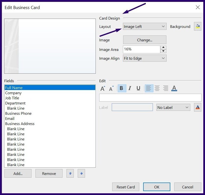 Как создавать и использовать визитки в Outlook шаг 5
