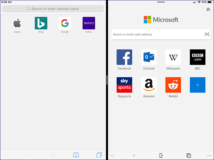 Сравнение Microsoft Edge и Safari iOS 1