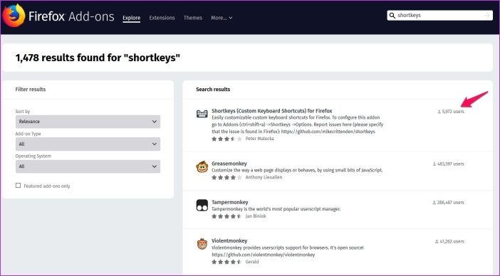 Настройка сочетаний клавиш Firefox 5