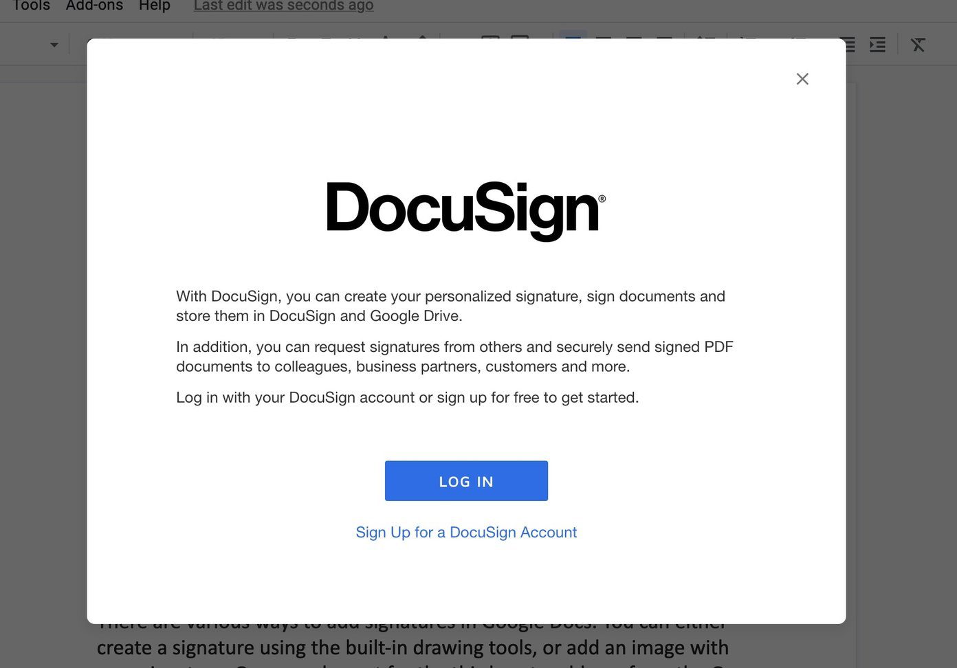 Войти с помощью docusign