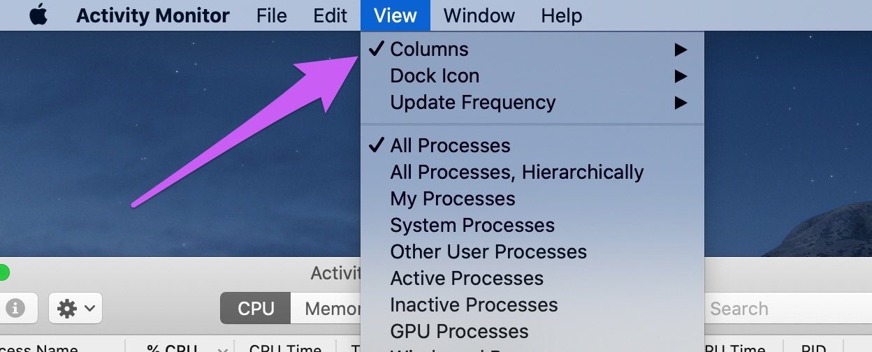 Исправить монитор активности, не отображающий столбцы mac 01