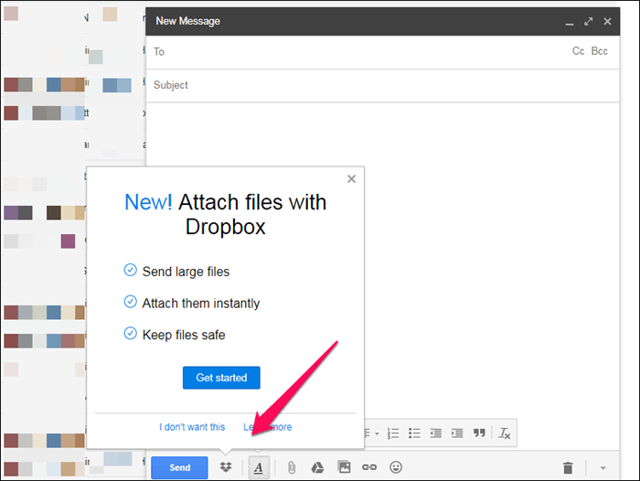 Доступ и использование Dropbox из Gmail 2