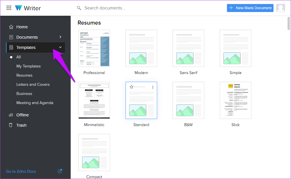 Zoho Docs Writer против Google Docs 12