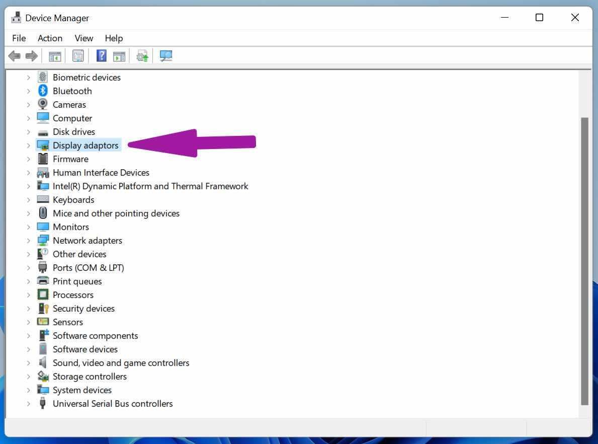 Щелкните видеоадаптеры