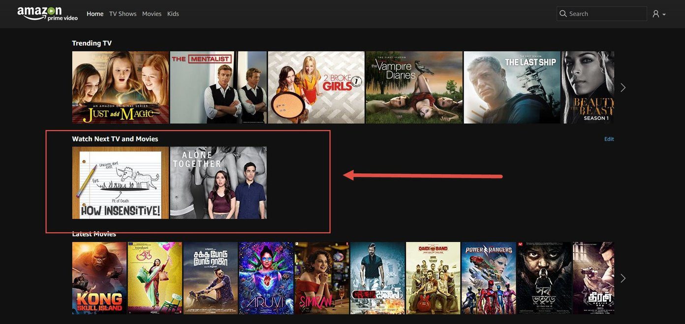 Amazon Prime Очистить Продолжить 4
