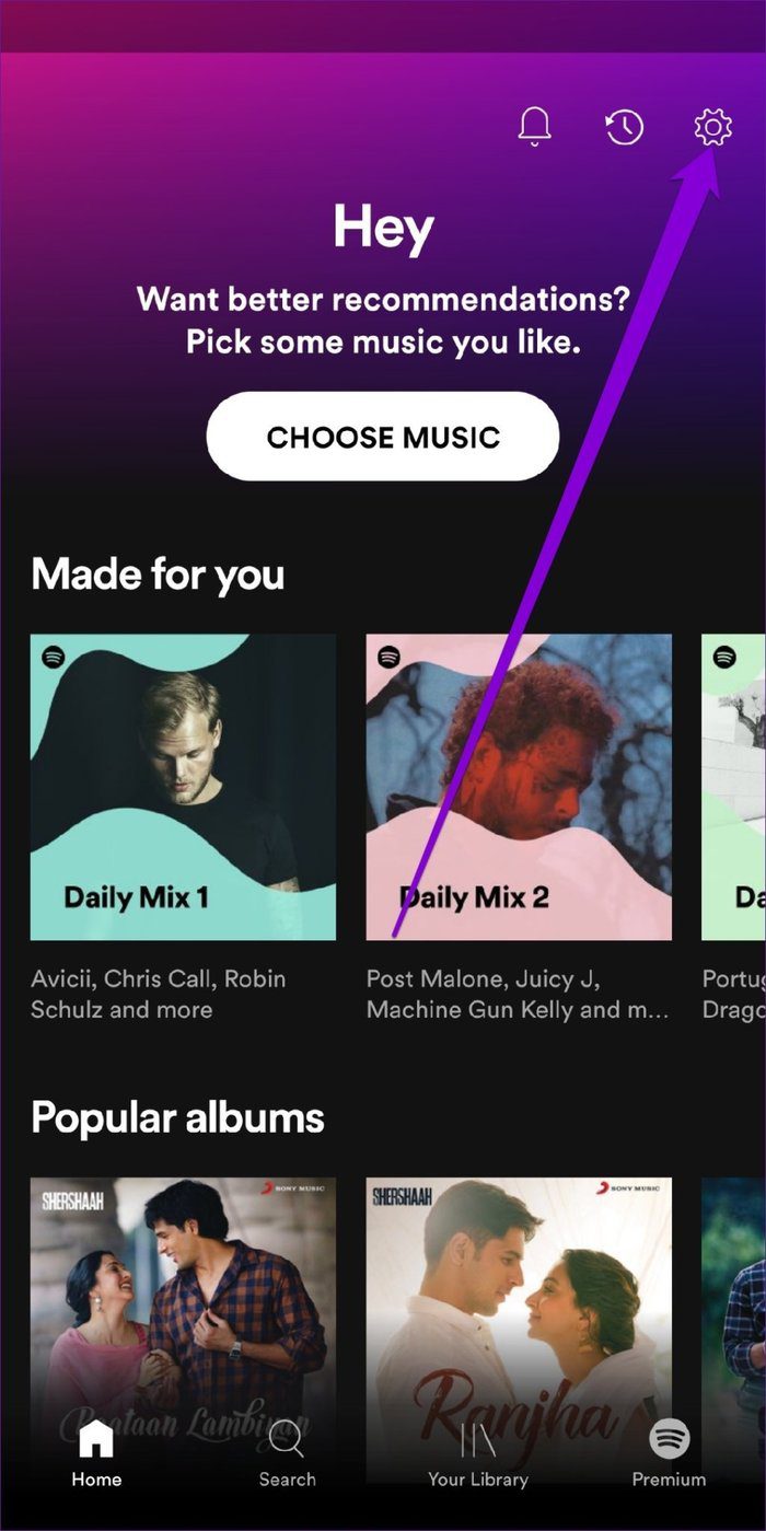 Откройте настройки Spotify