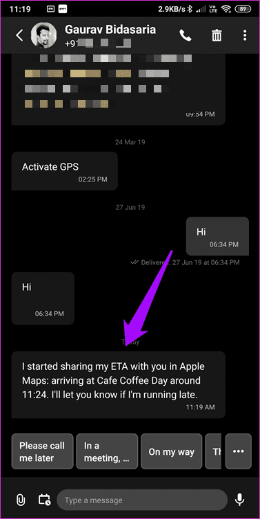 Как использовать Apple Maps для автоматической отправки Live Eta 9