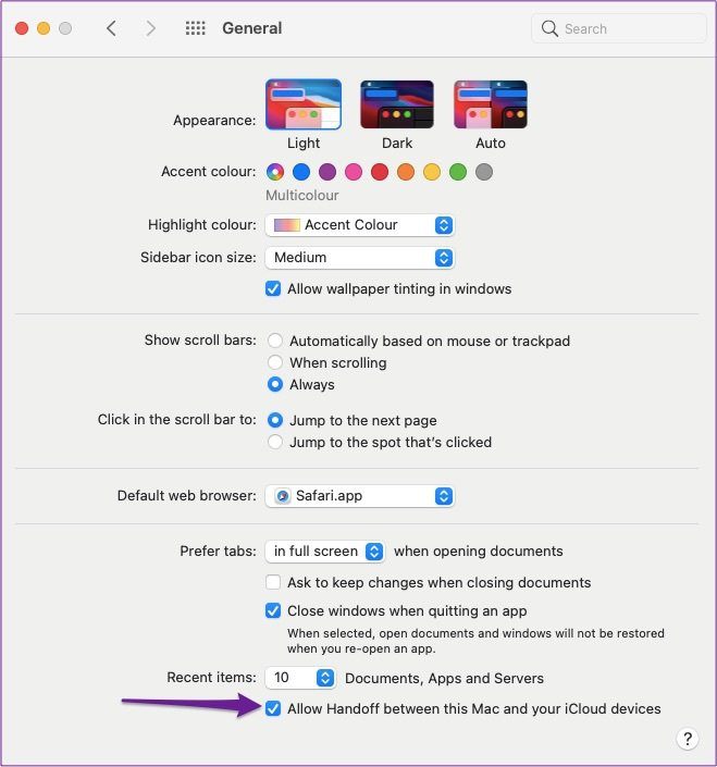 Разрешить отправку на устройстве Mac