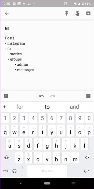 Вложенные подсписки Google Keep 5