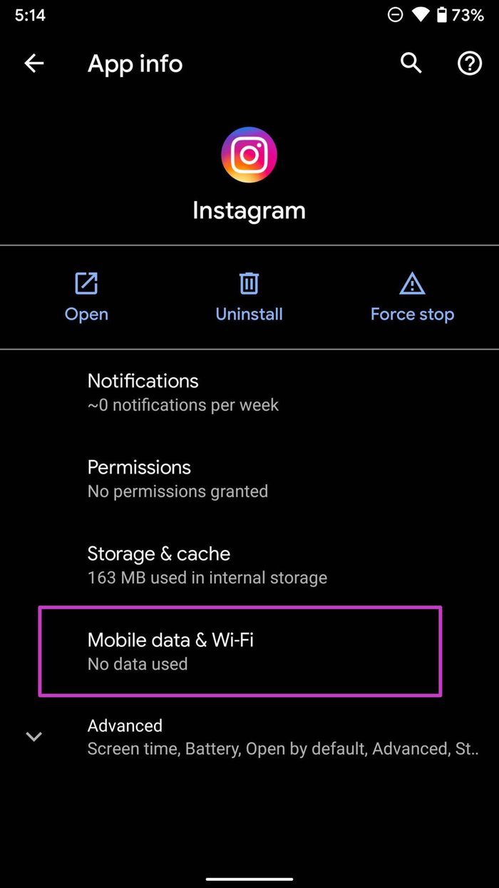 Откройте меню мобильных данных и Wi-Fi