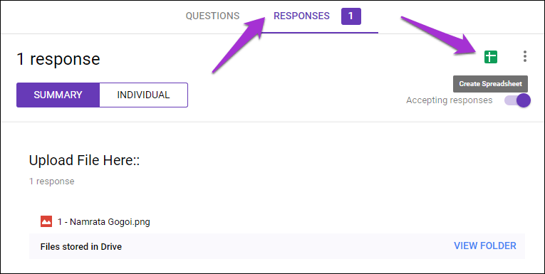 Как загрузить файлы в Google Forms 1