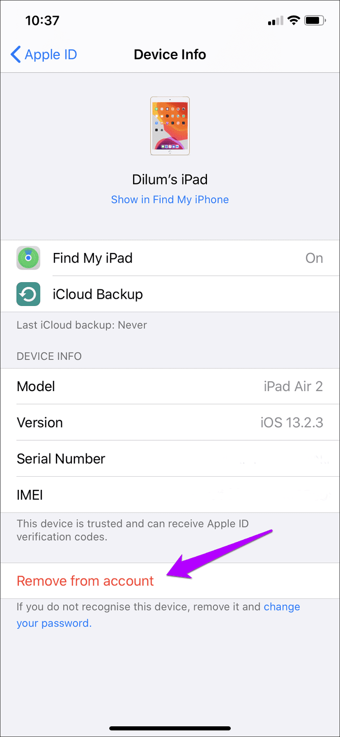 Удалить устройство из Apple ID 3