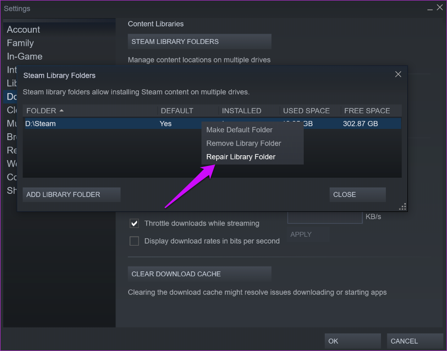 Исправить ошибку Steam, не загружающую игры 12