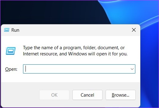 Откройте утилиту «Выполнить» из поиска Windows.