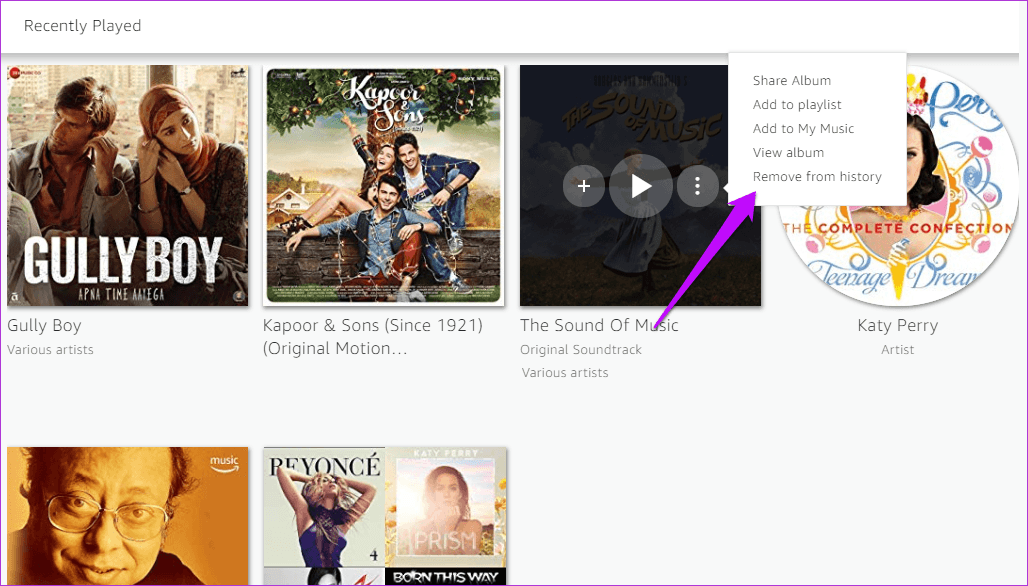 Как очистить историю песен на Amazon Music 5