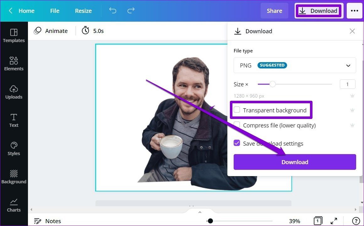 Скачать изображение с Canva