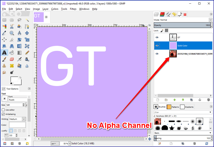 Видеть сквозь текст Gimp 6