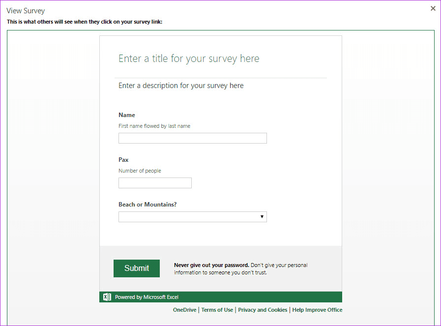Как создавать бесплатные опросы в Microsoft Excel Online 3