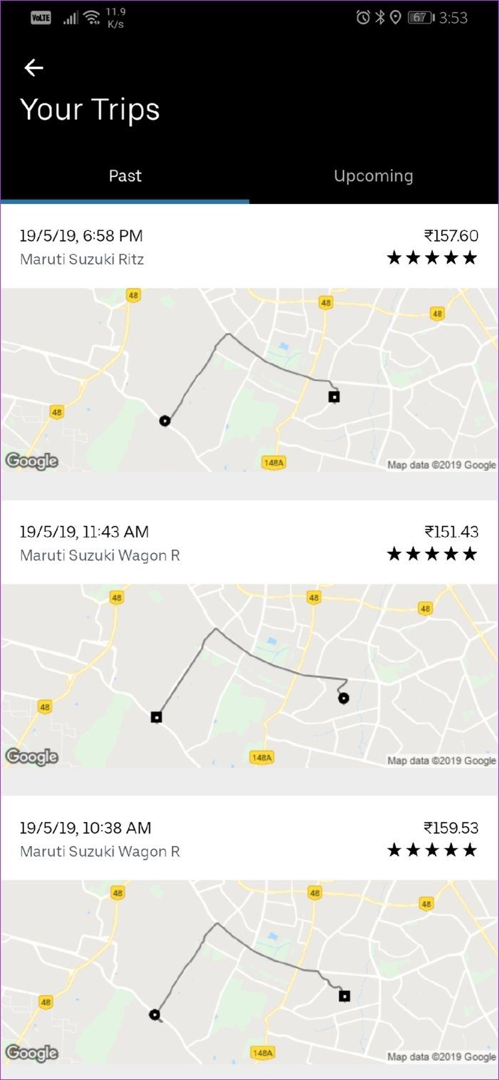 Проверить историю поездок Uber 10