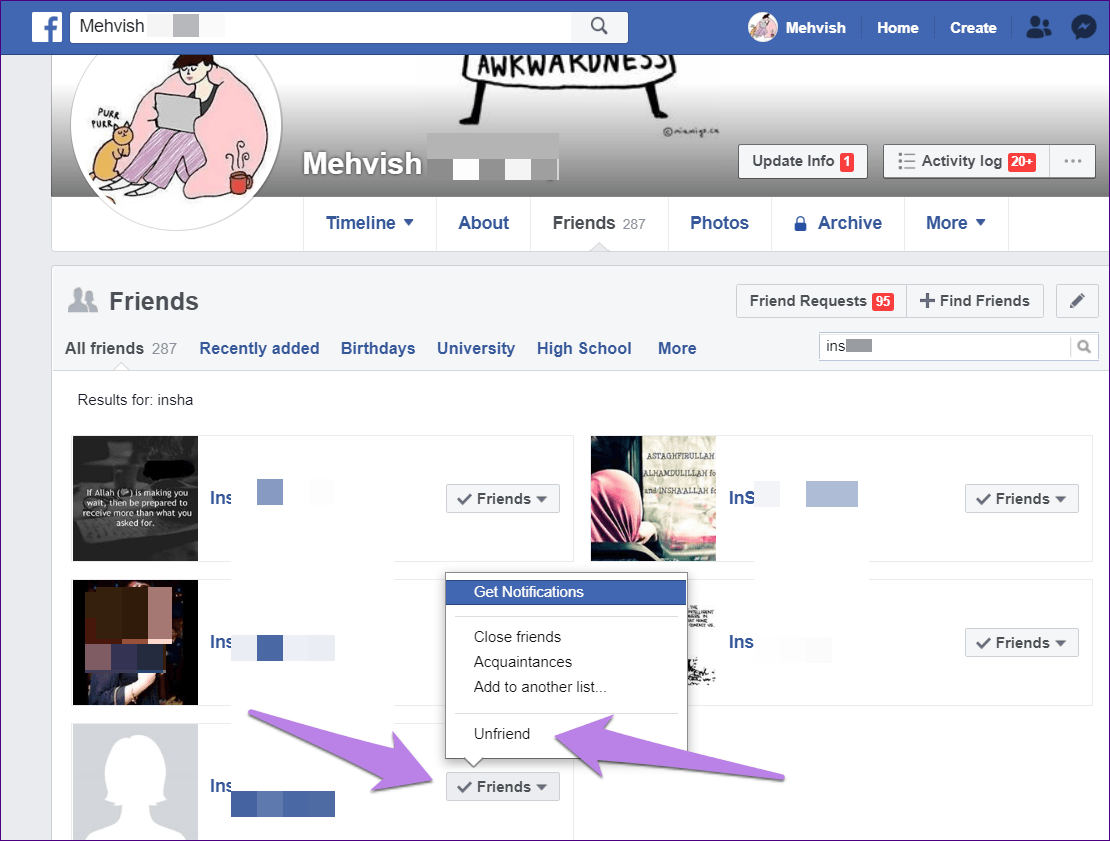 Удалить деактивированных друзей Facebook Fb 9