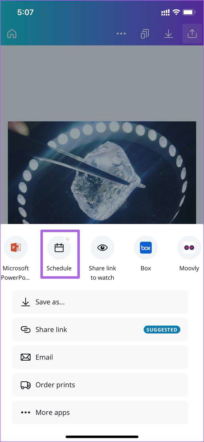 Запланировать публикацию на canva mobile