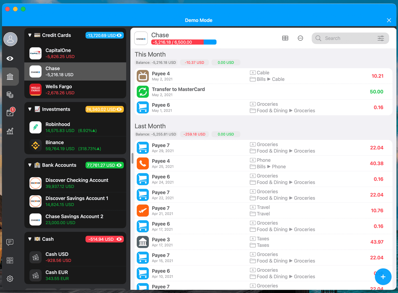 Панель инструментов Money Wiz