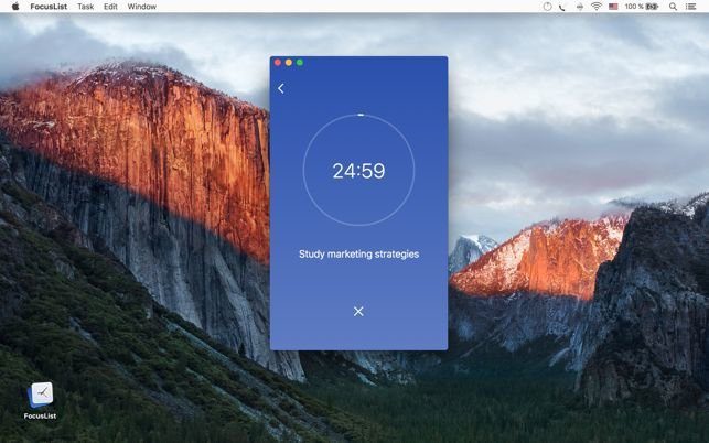 Приложение Focus List Pomodoro для Mac