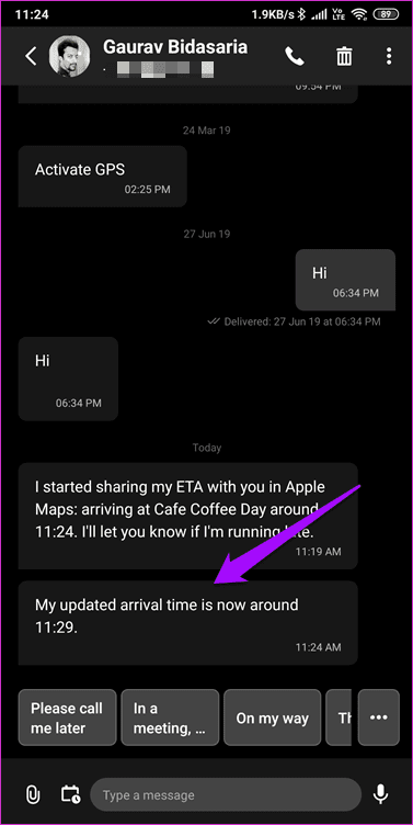 Как использовать Apple Maps для автоматической отправки Live Eta 10