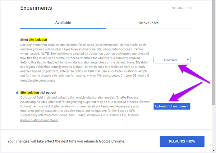 Chrome отключить изоляцию сайта 5
