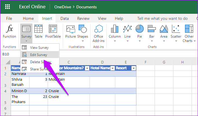 Как создавать бесплатные опросы в Microsoft Excel Online 789