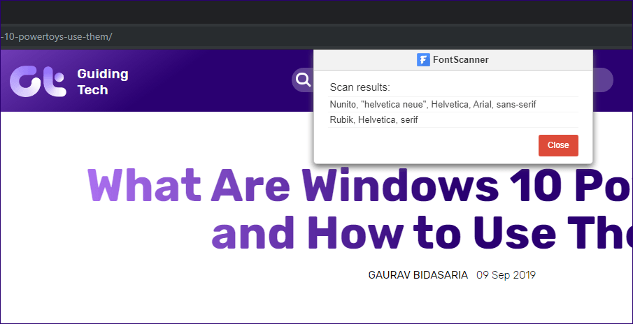 Расширения Chrome идентифицируют шрифты 12