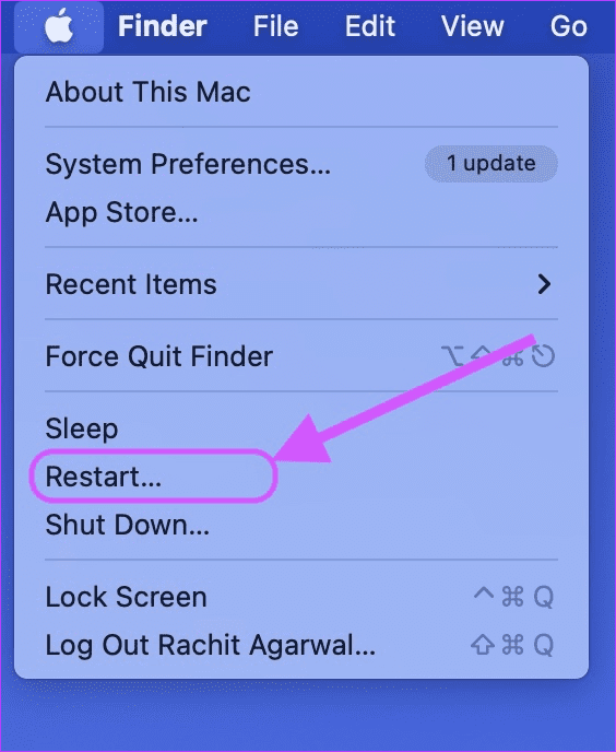 Перезагрузите свой Mac