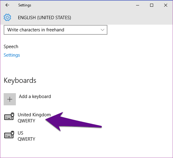 Замените клавиатуру Windows 10 на нас 07