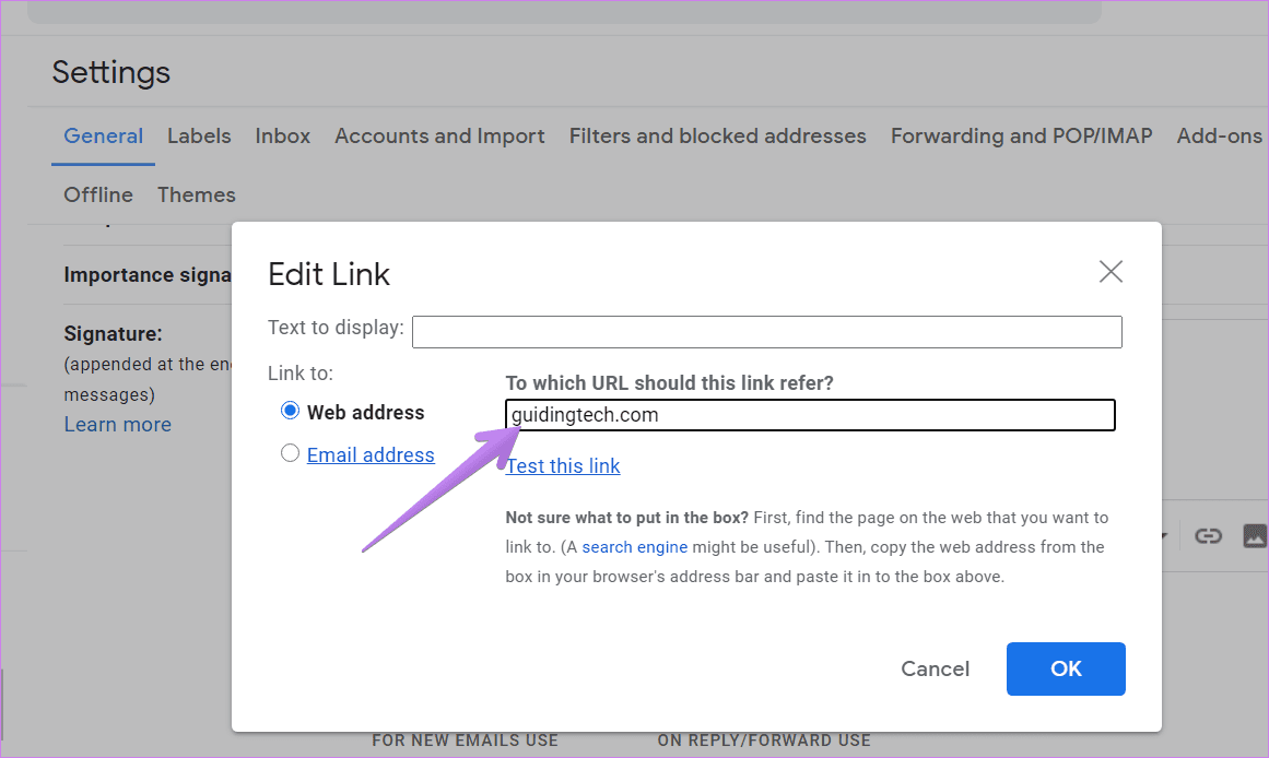 Добавить ссылку на изображение в подпись gmail 11