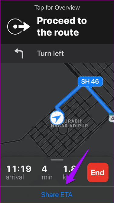 Как использовать Apple Maps для автоматической отправки Live Eta 4