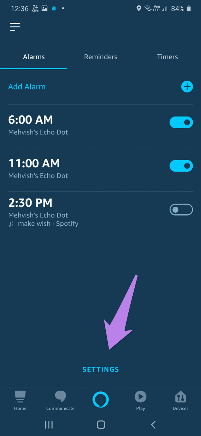 Тревоги Alexa на эхогиде 7