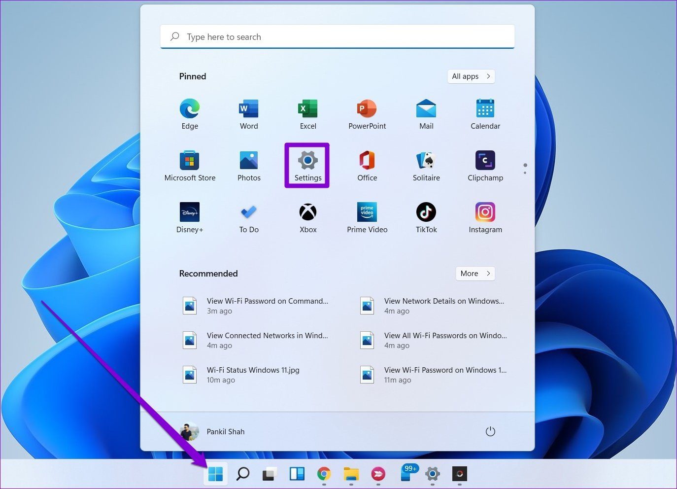 Откройте настройки в Windows 11.