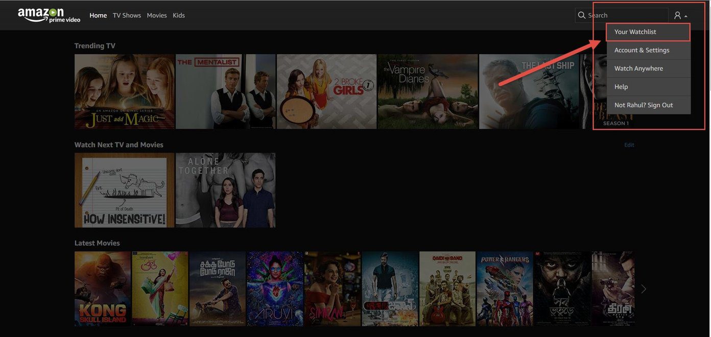 Amazon Prime Очистить Продолжить 5