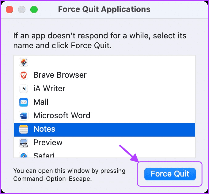 Принудительно закрыть приложения Apple Notes 2