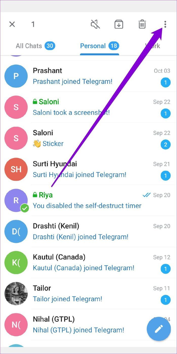 Параметры чата в Telegram