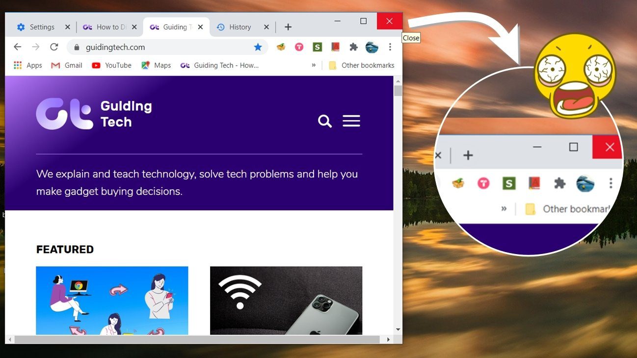 Сохраняйте вкладки перед закрытием Chrome Fi