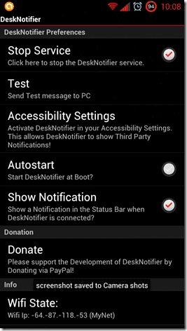 Настольный уведомитель Android 2