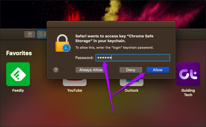 Синхронизация пароля Chrome с Safari Mac 4