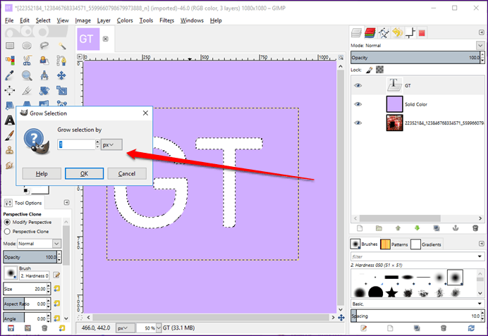 Видеть сквозь текст Gimp 10