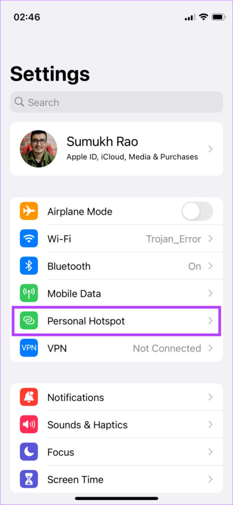 настройки точки доступа iPhone