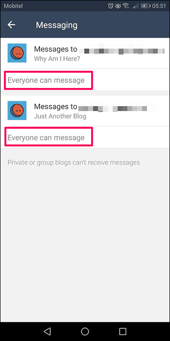Tumblr Отключить обмен мгновенными сообщениями 8