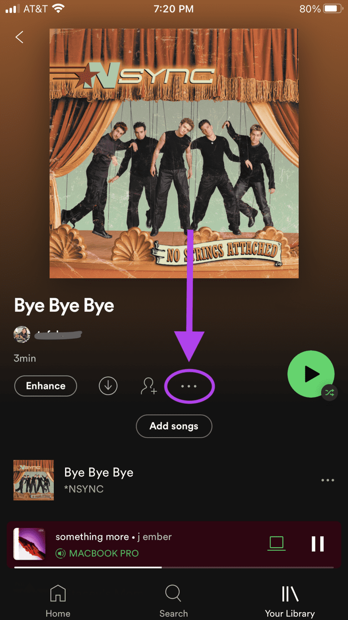 Кнопка редактирования плейлиста Spotify