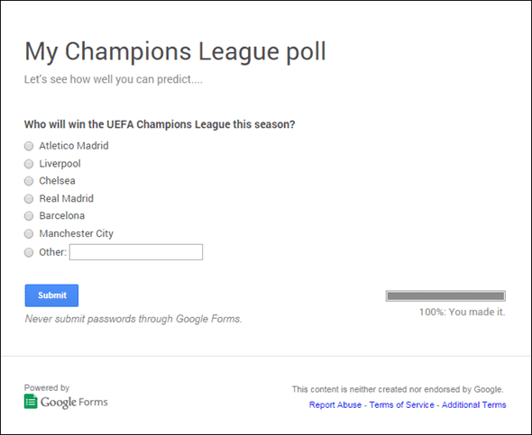 Интерактивный просмотр Google форм