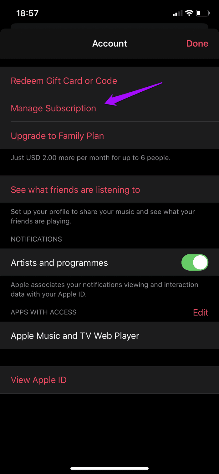 Отписаться от Apple Music 3