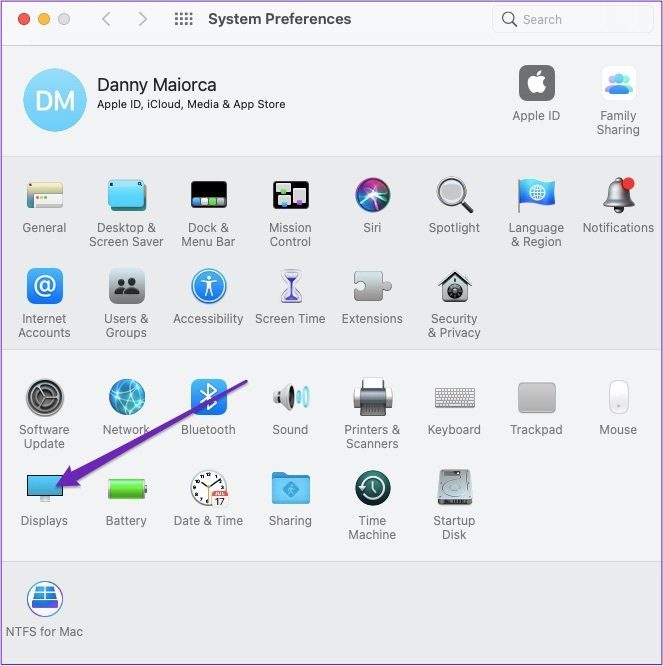 Просмотр системных настроек Mac